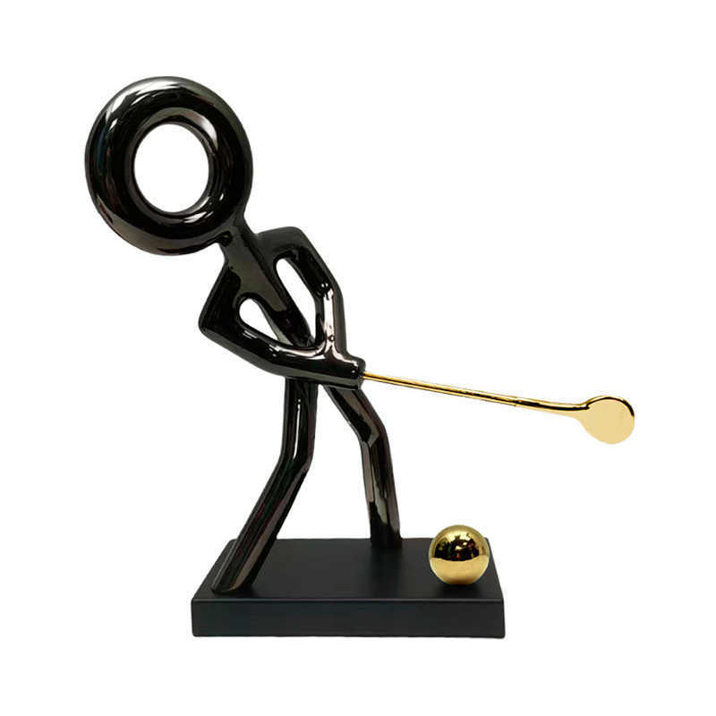 Sculpture golfeur noire et dorée en...