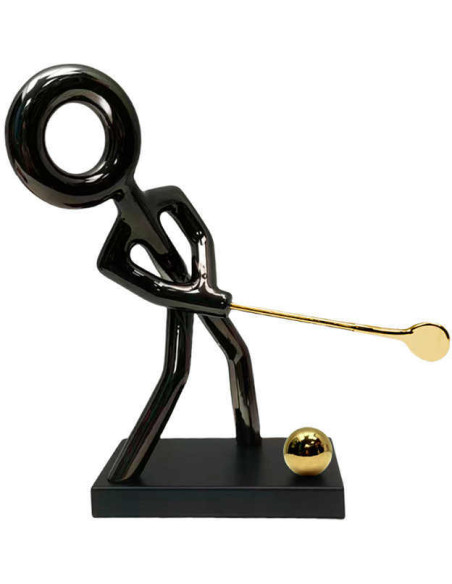 Sculpture golfeur noire et dorée en résine 24x29x17 cm Golf