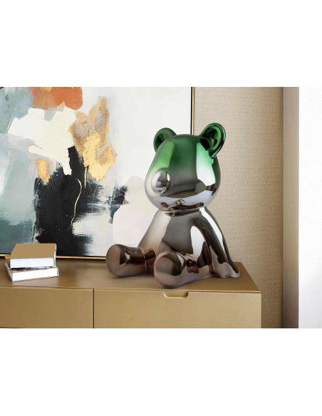 Sculpture ours design en résine gris vert 50 cm Osito