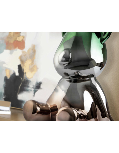 Sculpture ours design en résine gris vert 50 cm Osito