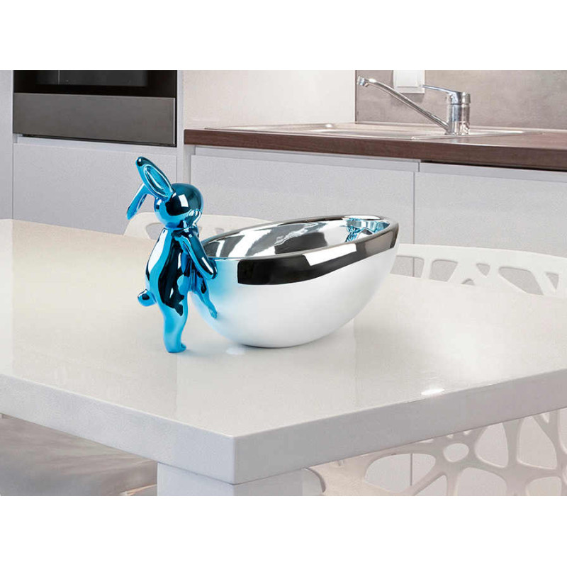 Vide-poche lapin bleu et argent en...