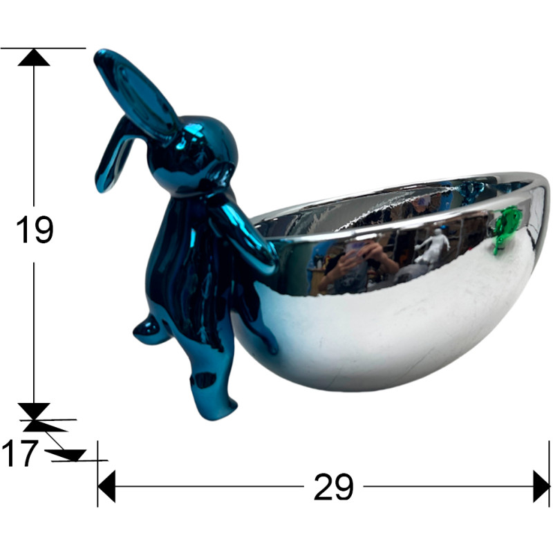 Vide-poche lapin bleu et argent en...