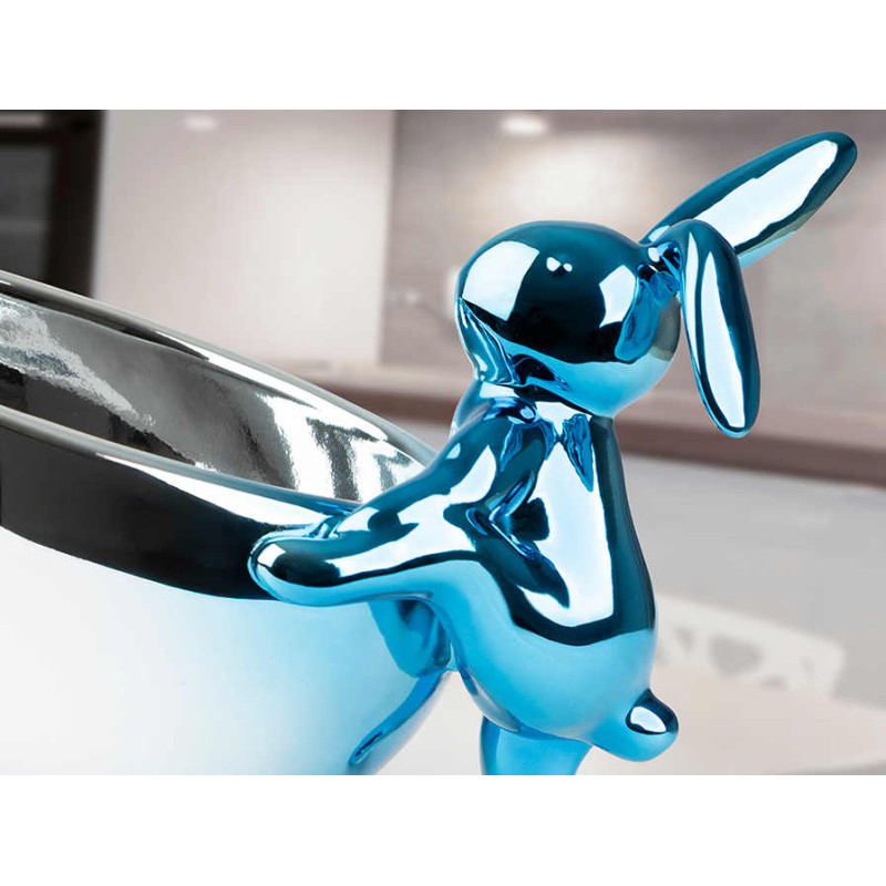 Vide-poche lapin bleu et argent en...