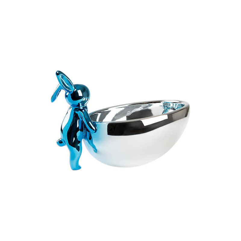 Vide-poche lapin bleu et argent en...