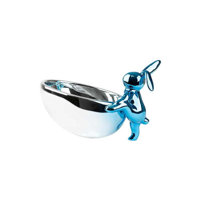 Vide-poche lapin bleu et argent en...