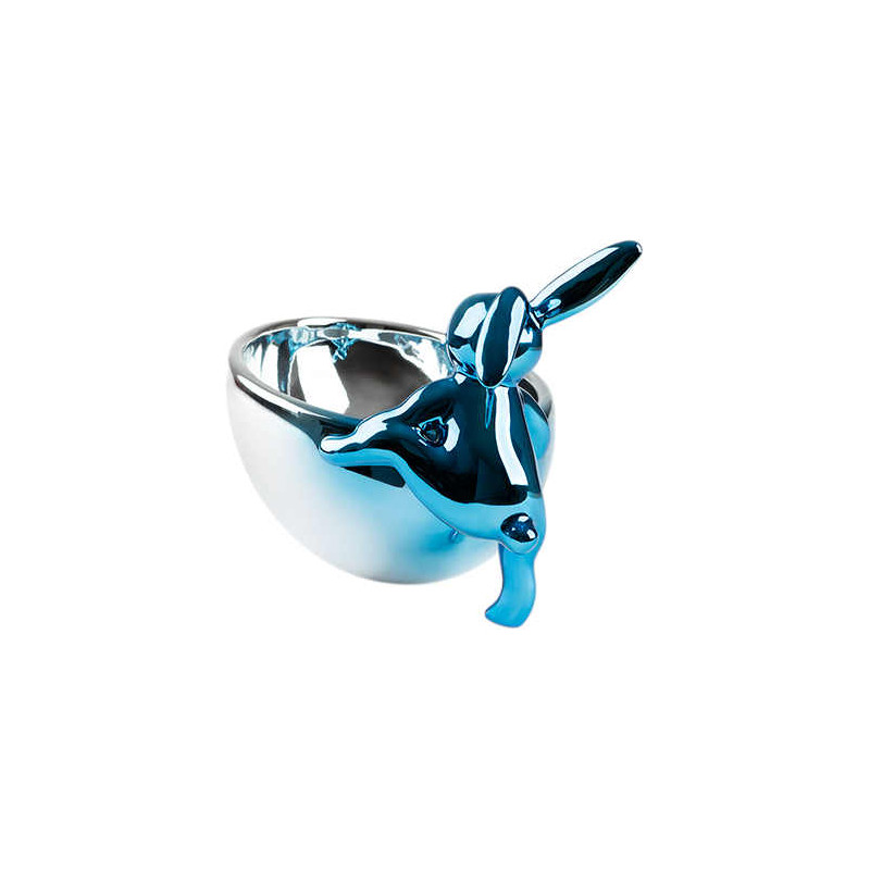 Vide-poche lapin bleu et argent en...