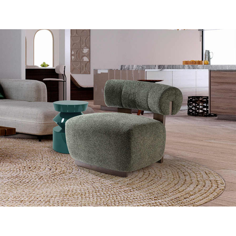 Fauteuil lounge chenille vert bois...