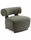 Fauteuil lounge chenille vert bois finition noyer 76x69x82 cm Naomi