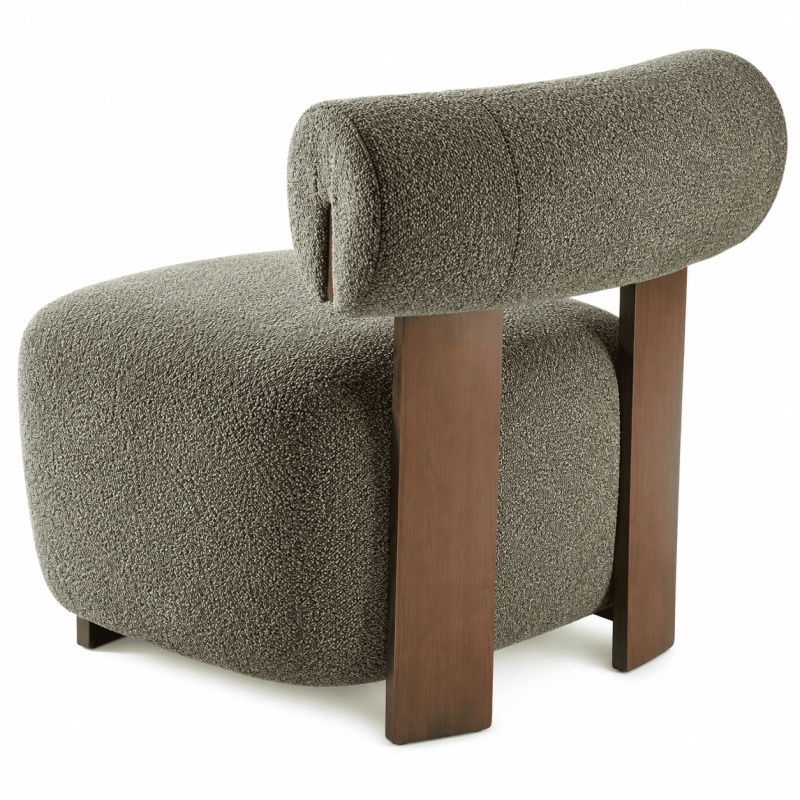Fauteuil lounge chenille vert bois...