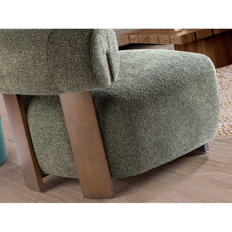 Fauteuil lounge chenille vert bois...