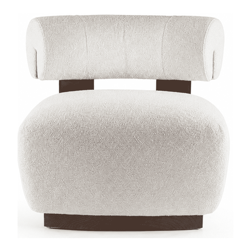Fauteuil lounge chenille écrue bois...