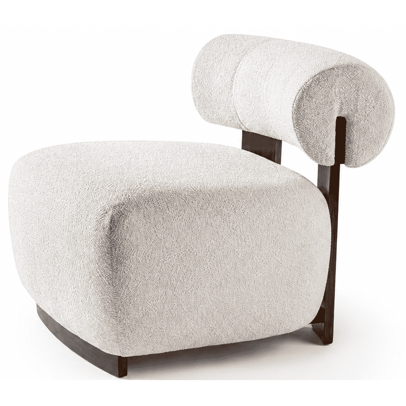 Fauteuil lounge chenille écrue bois...