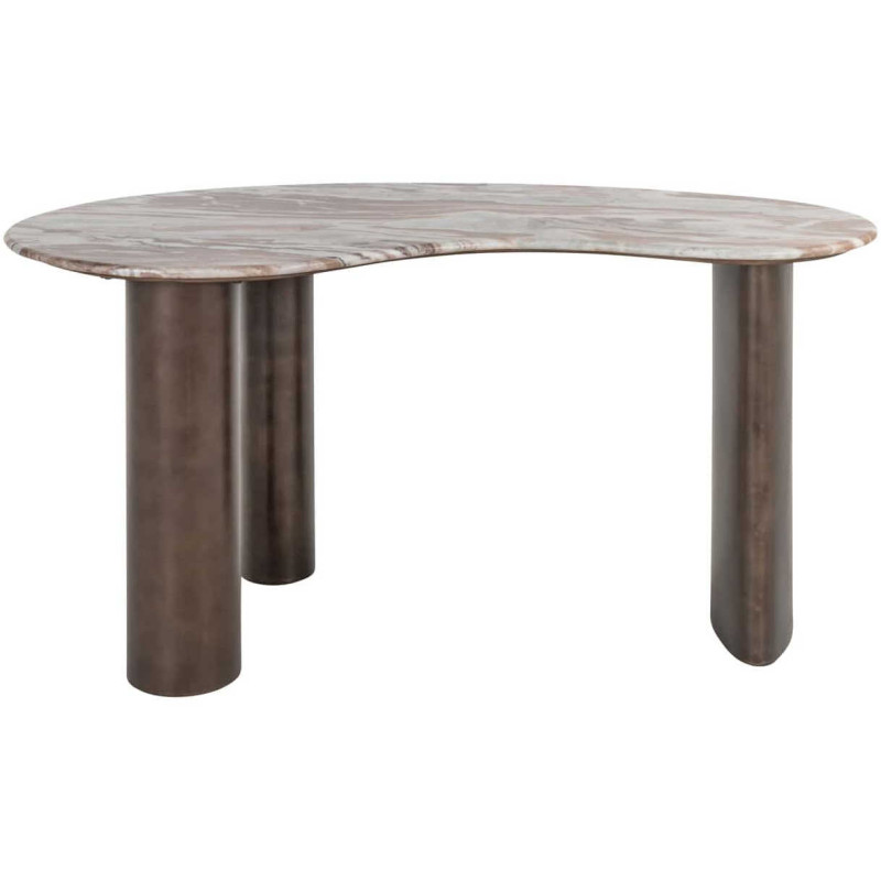 Bureau design marbre beige métal brun...
