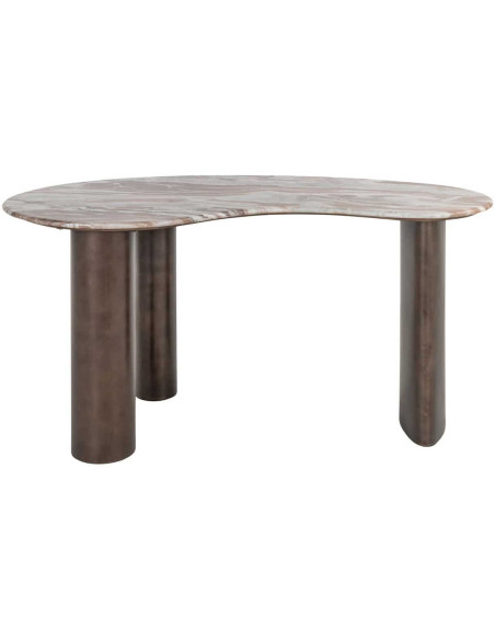 Bureau design marbre beige métal brun 160x80 cm Brando