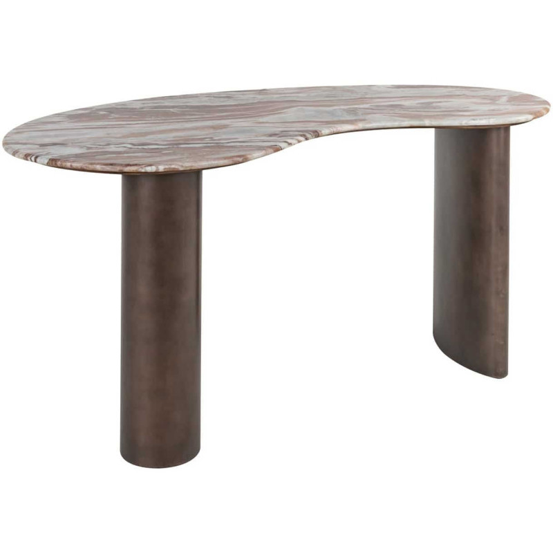 Bureau design marbre beige métal brun...