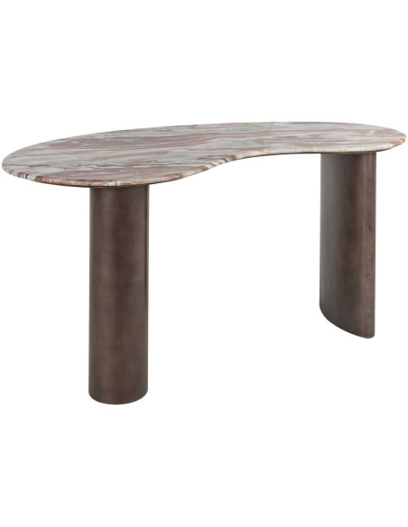 Bureau design marbre beige métal brun 160x80 cm Brando
