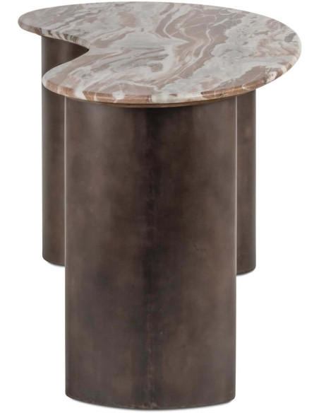 Bureau design marbre beige métal brun 160x80 cm Brando