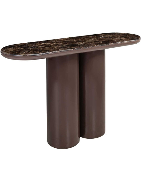 Console d’entrée effet marbre brun 120x40 cm Almundi