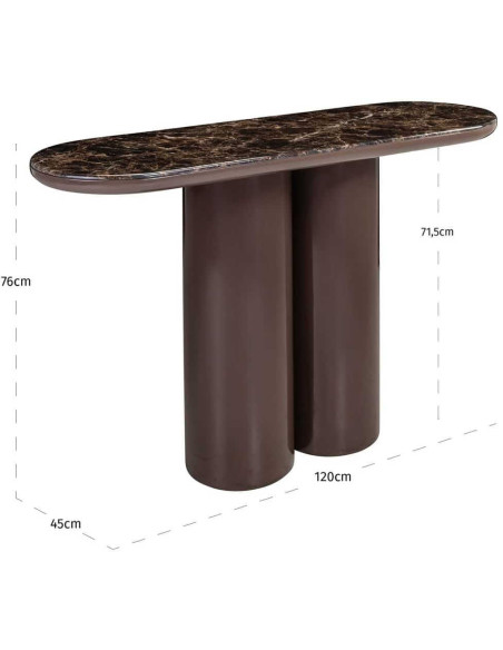 Console d’entrée effet marbre brun 120x40 cm Almundi