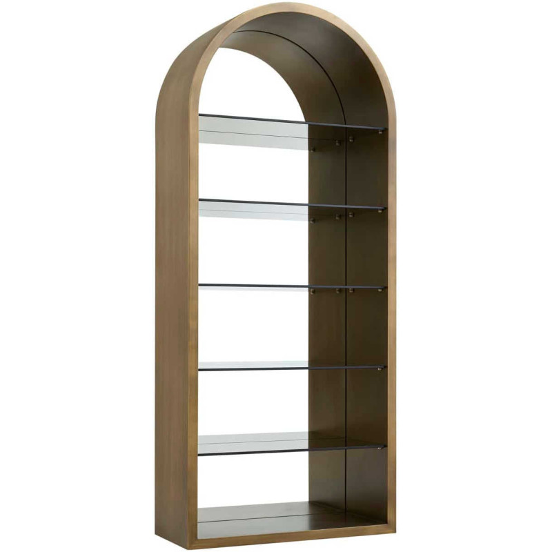 Vitrine bibliothèque dorée en verre...