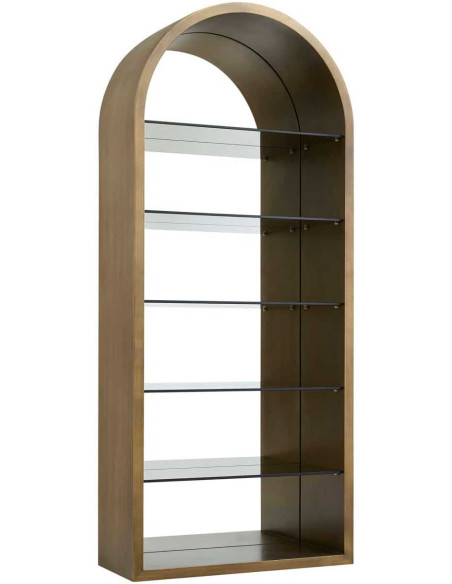Vitrine bibliothèque dorée en verre Bowic