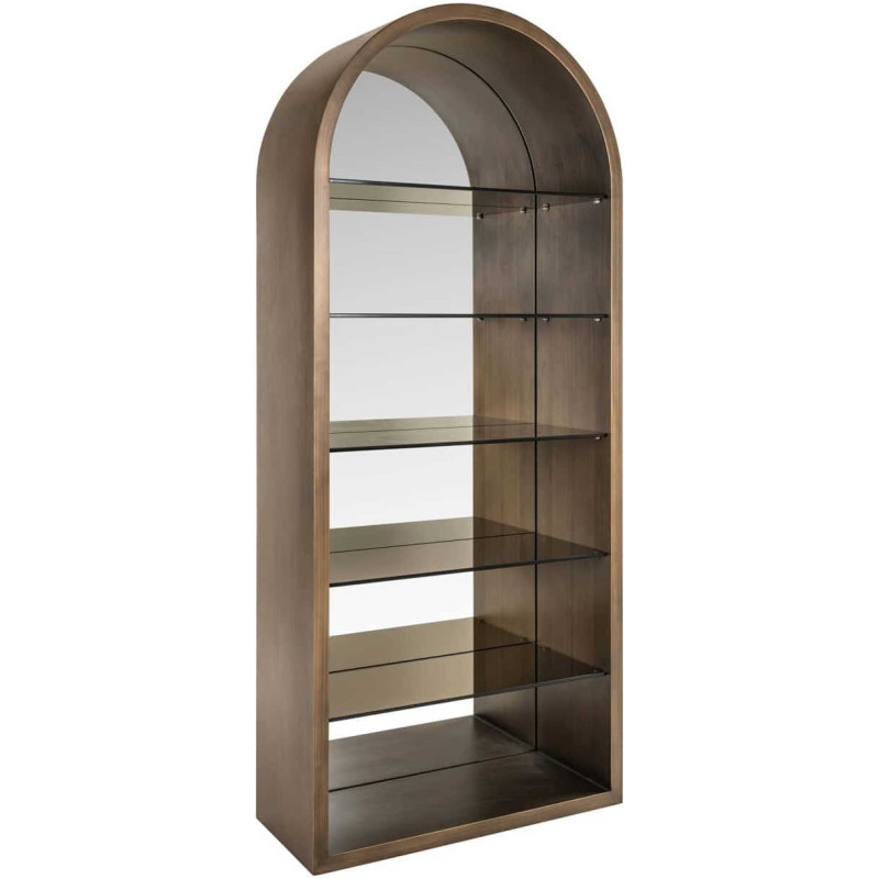 Vitrine bibliothèque dorée en verre...