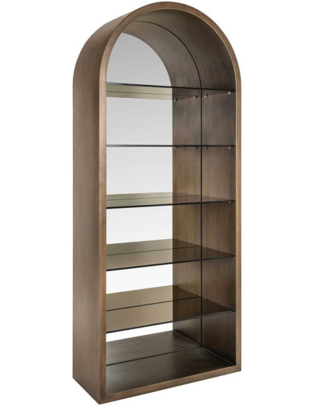 Vitrine bibliothèque dorée en verre Bowic