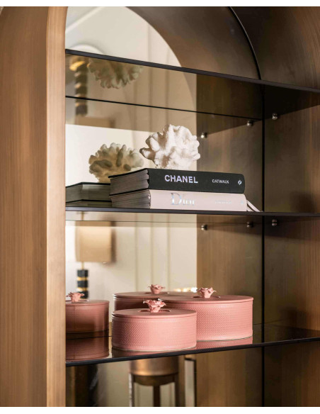 Vitrine bibliothèque dorée en verre Bowic