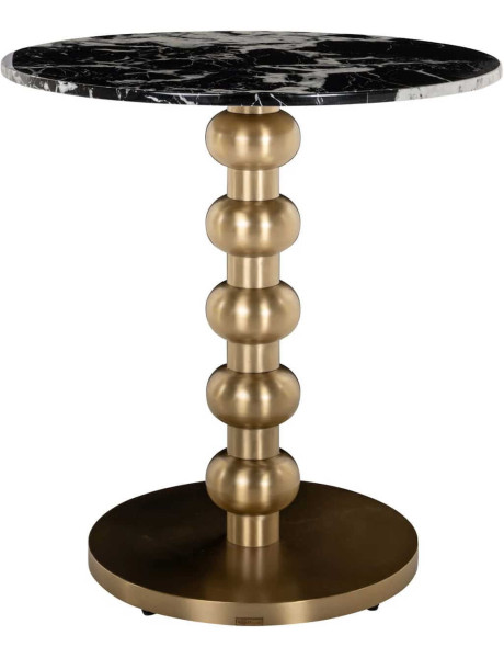 Table bistrot ronde effet marbre noir acier doré 75 cm...