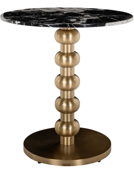 Table bistrot ronde effet marbre noir acier doré 75 cm Witlox
