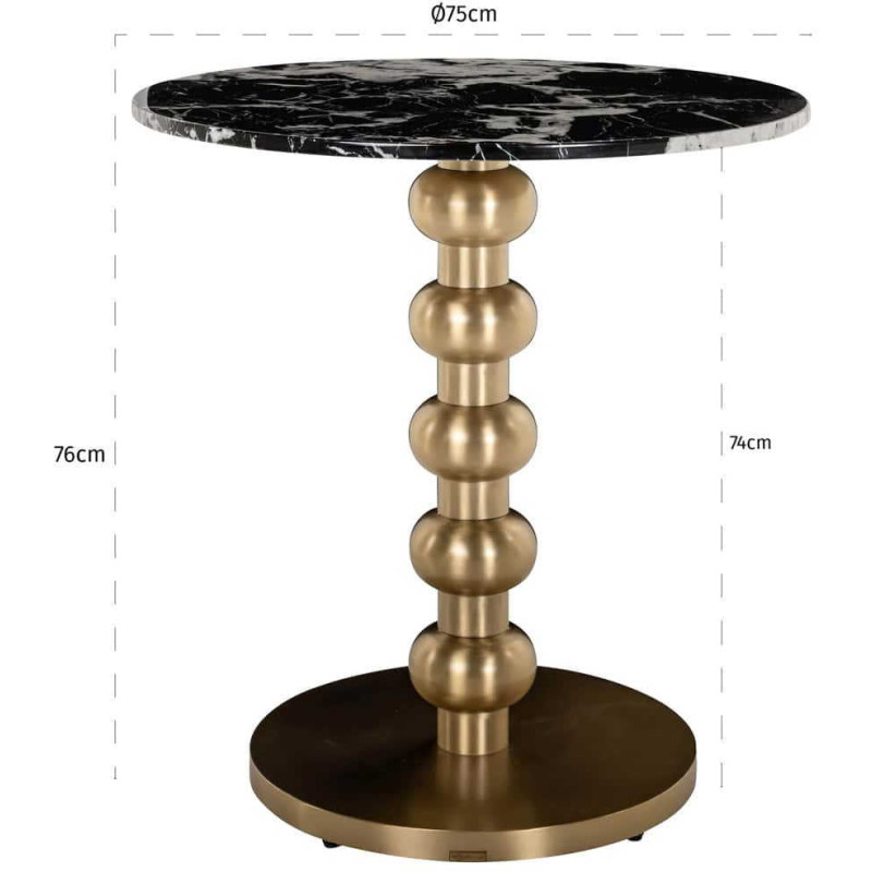 Table bistrot ronde effet marbre noir...