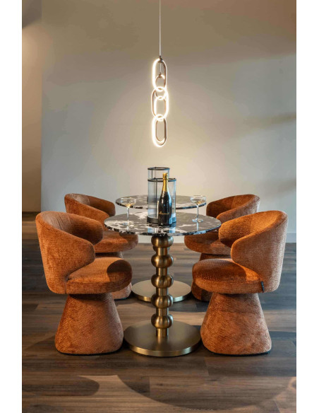 Table bistrot ronde effet marbre noir acier doré 75 cm Witlox