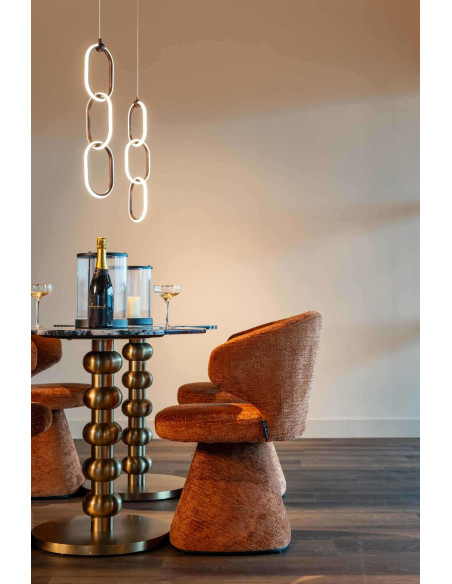 Table bistrot ronde effet marbre noir acier doré 75 cm Witlox