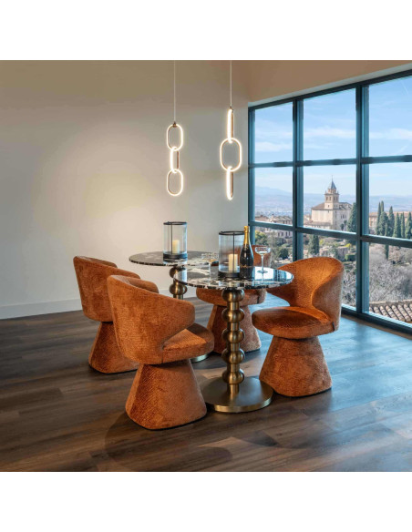 Table bistrot ronde effet marbre noir acier doré 75 cm Witlox