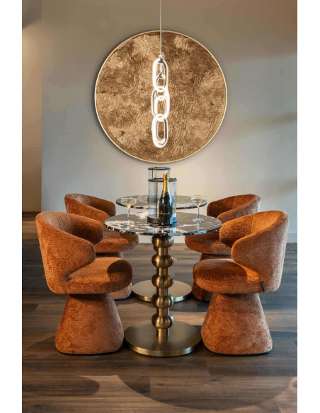 Table bistrot ronde effet marbre noir acier doré 75 cm Witlox