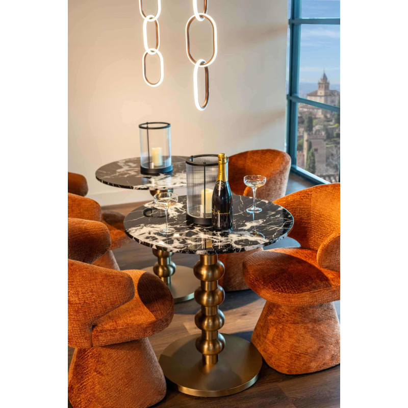 Table bistrot ronde effet marbre noir...