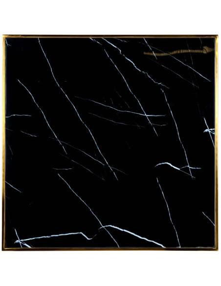 Table bistrot carrée effet marbre noir et métal doré 70 cm Can Roca