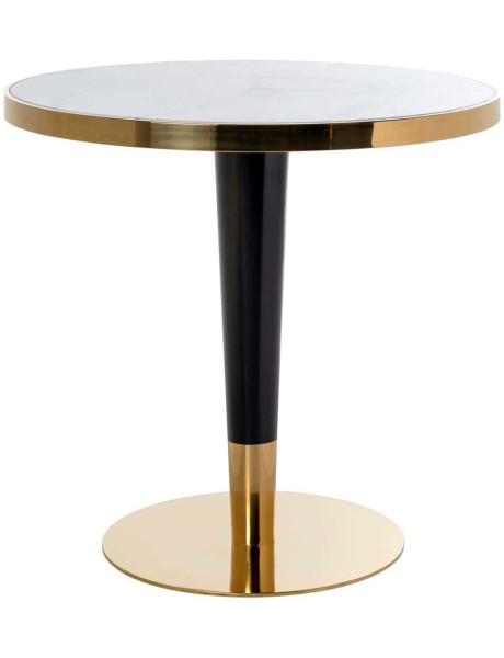 Table bistrot ronde effet marbre blanc métal doré 80 cm...