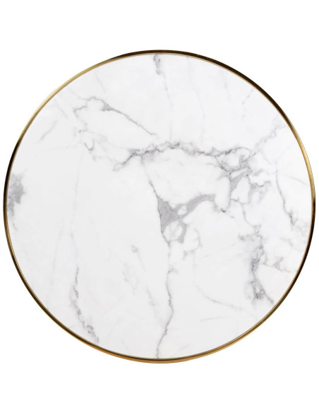 Table bistrot ronde effet marbre blanc métal doré 80 cm Osteria