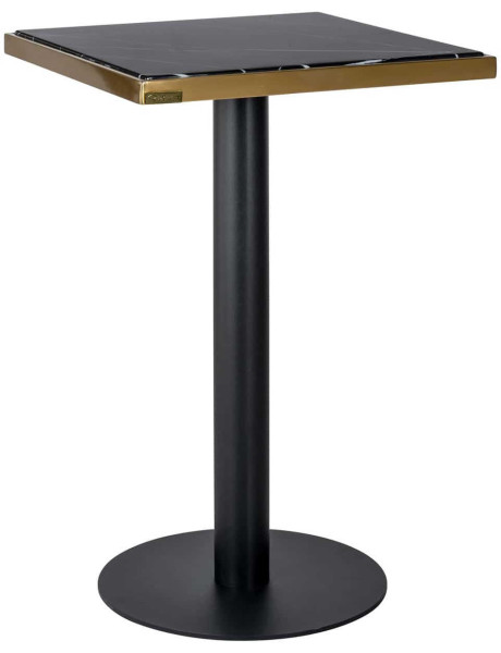Table bistrot carrée effet marbre noir métal doré 50 cm...