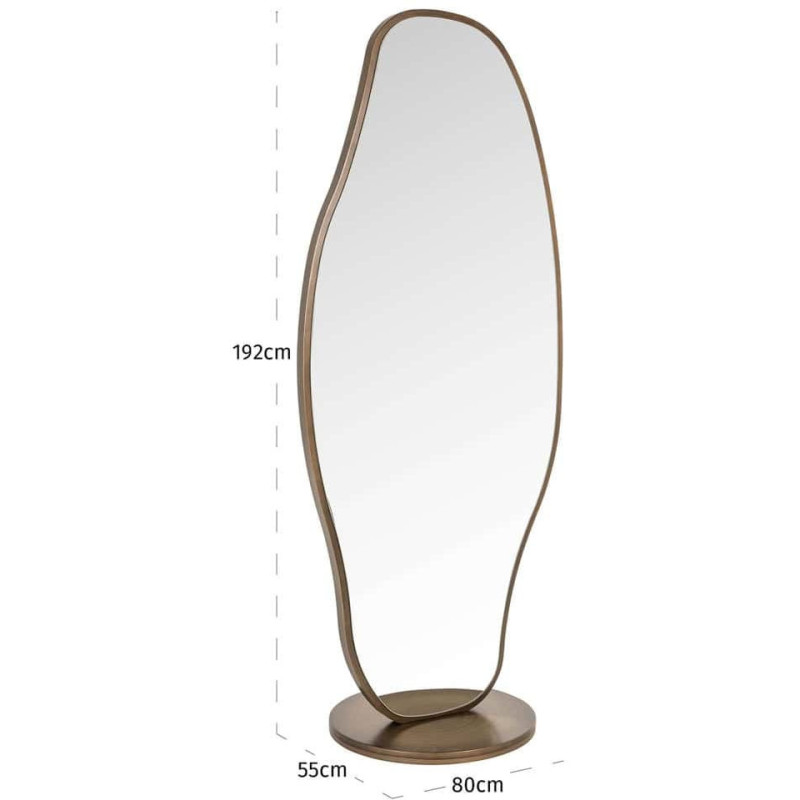 Miroir sur pied plein pied doré 192...