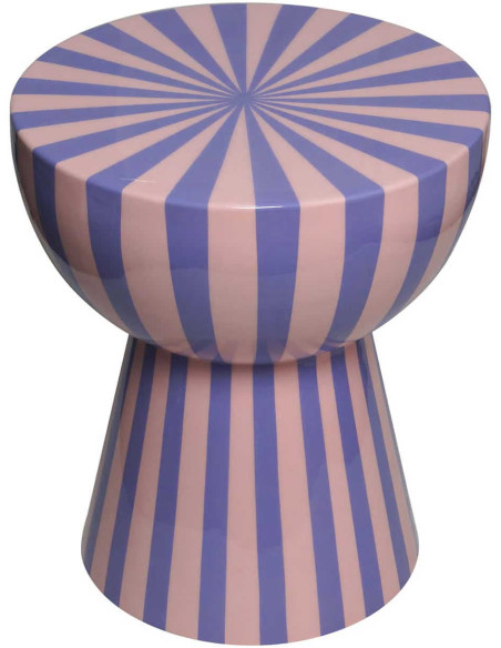 Table d’appoint rayée violette et rose en métal 34x40 cm Valeria