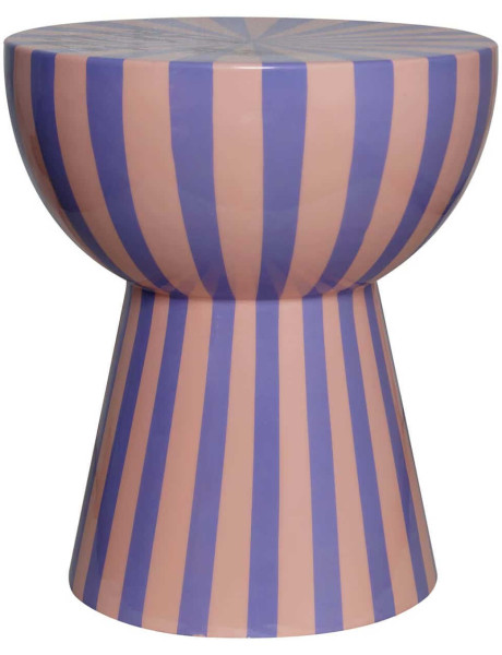 Table d’appoint rayée violette et rose en métal 34x40 cm...