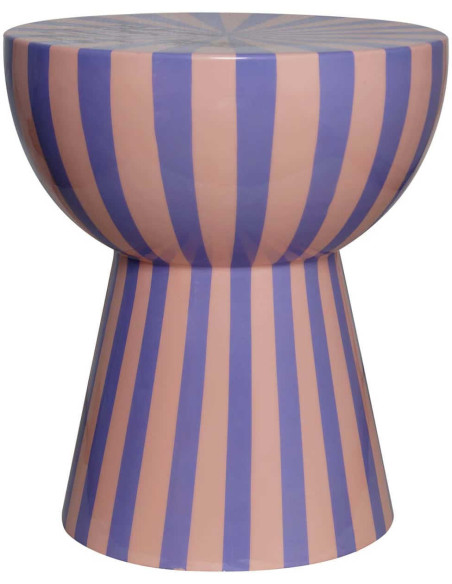 Table d’appoint rayée violette et rose en métal 34x40 cm Valeria