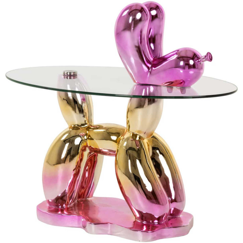 Table d’appoint chien ballon rose en...