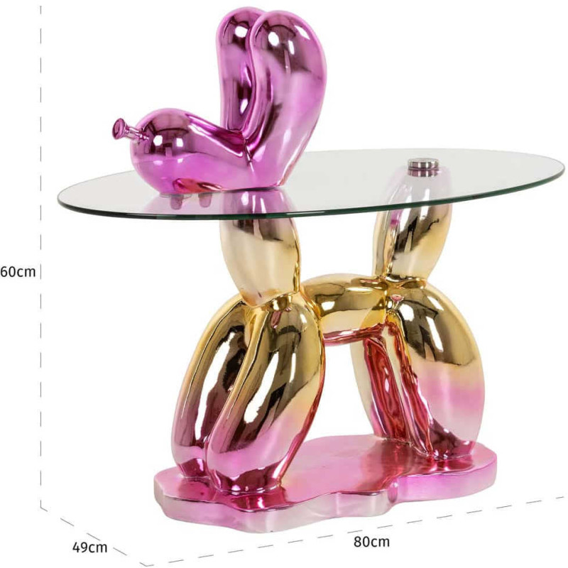 Table d’appoint chien ballon rose en...