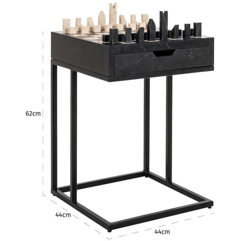 Table d’échecs marbre noir avec...