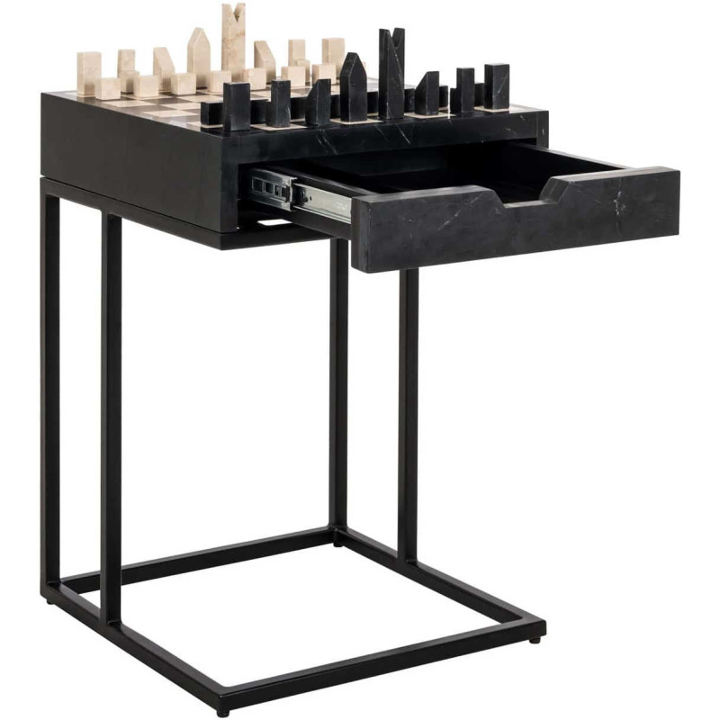 Table d’échecs marbre noir avec...