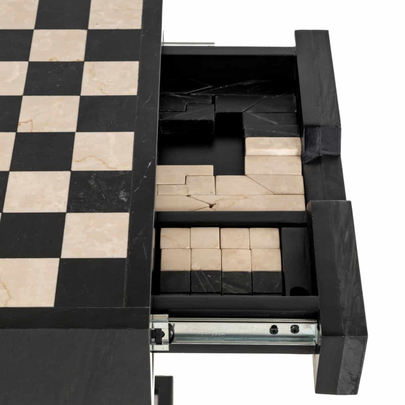 Table d’échecs marbre noir avec...