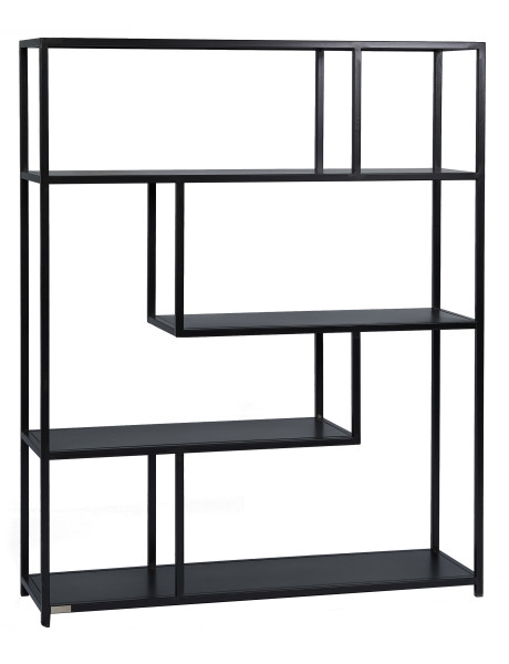 Bibliothèque métal noir asymétrique 120x35x150 cm Arizona